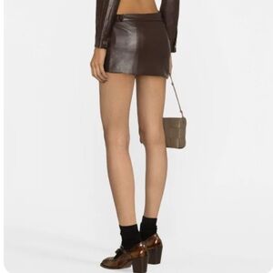 Aya Muse asymmetrical faux leather brown skirt size L